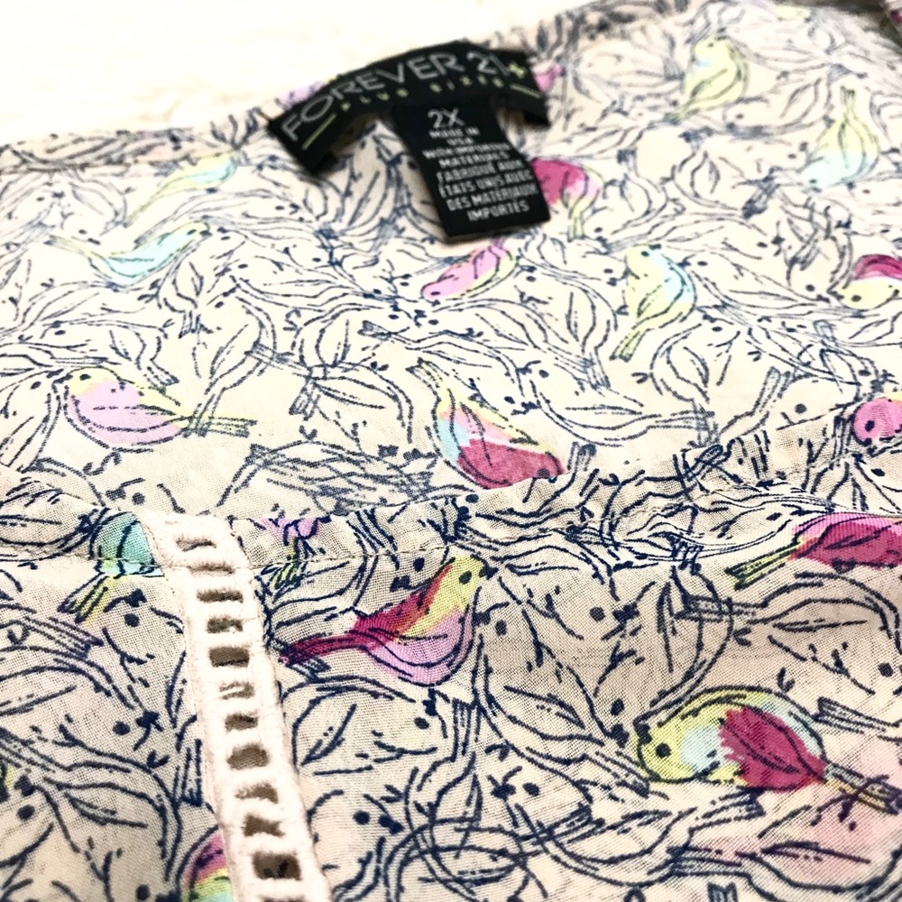 🐦 Sheer Ruffle Bird Print Top 🐦